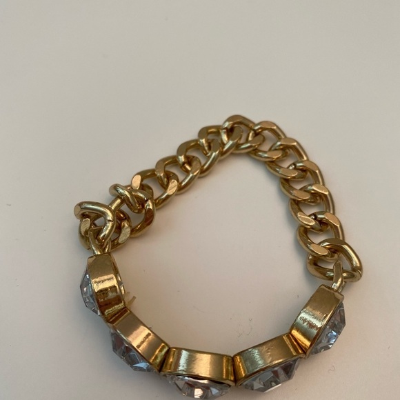 Rhinestone gold link stretchy bracelet - Picture 3 of 3